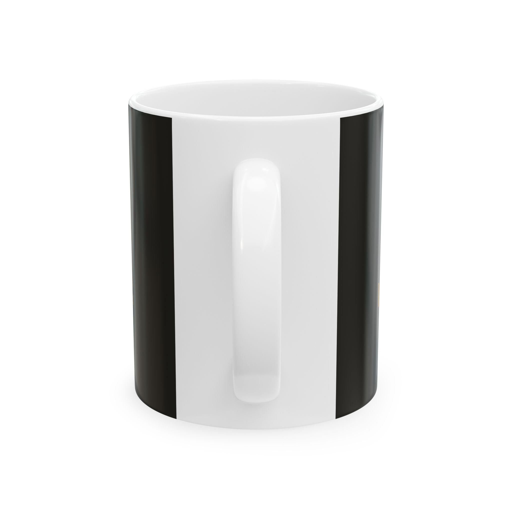 Gold Heart Logo Ceramic Mug — Elegant Black & Gold Coffee Cup (11oz, 15oz)