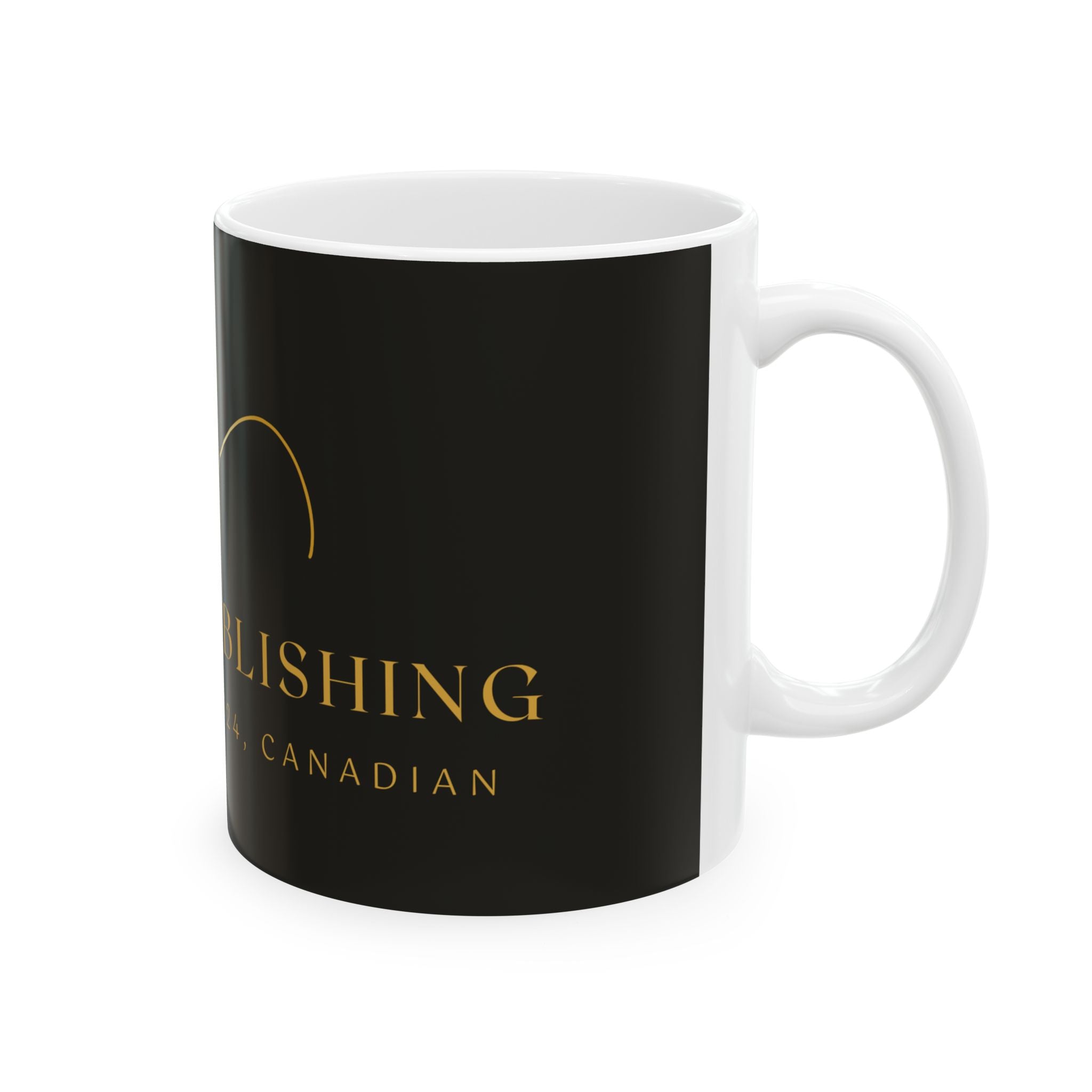 Gold Heart Logo Ceramic Mug — Elegant Black & Gold Coffee Cup (11oz, 15oz)
